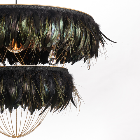 Black feather hot sale chandelier